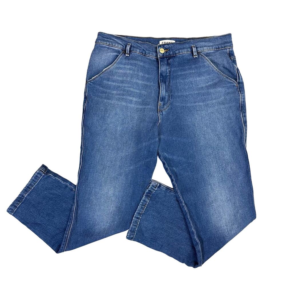 Frame Denim Medium Wash Straight Jeans WMN 34 High Rise Casual Stretchy Comfort
